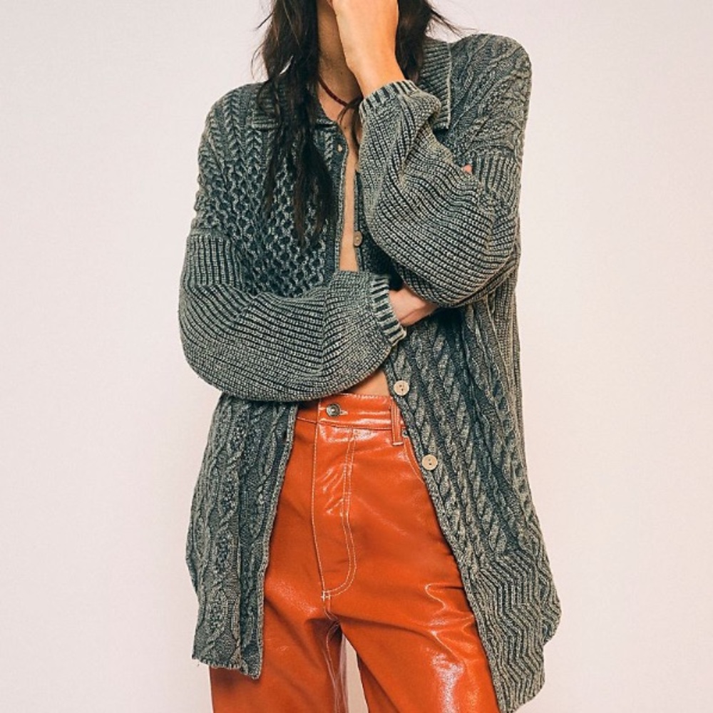 Free People Cable Knit Oversized Cardigan • Sz S